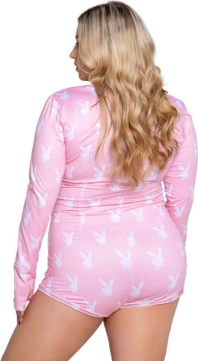 Actual product image Playboy Lingerie - Slumber Bunny Curvy Onesie - Pink (XXL)