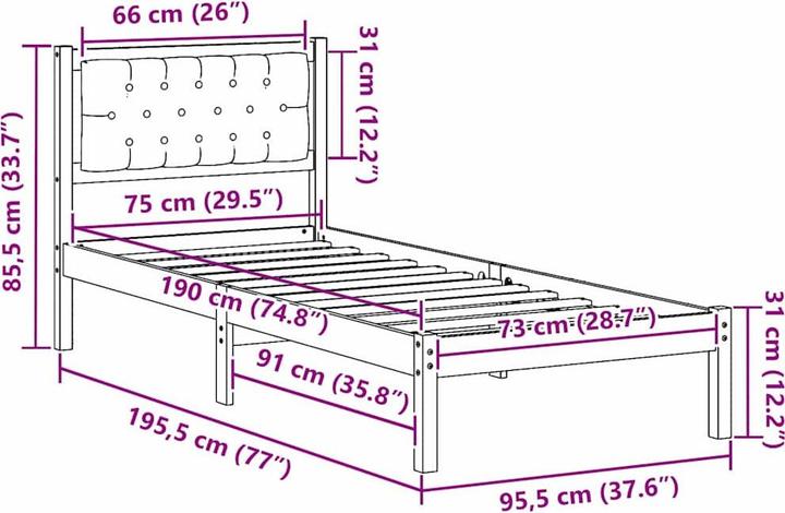 Image du produit vidaXL Bettgestell (75 x 190 cm)