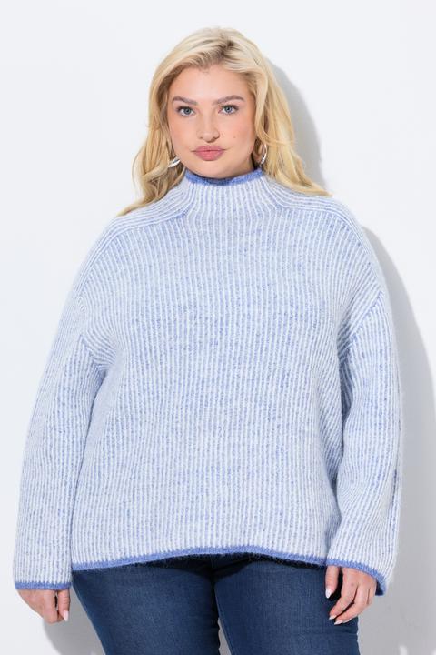 Actual product image Ulla Popken Striped Wool Blend Turtleneck Sweater (54)