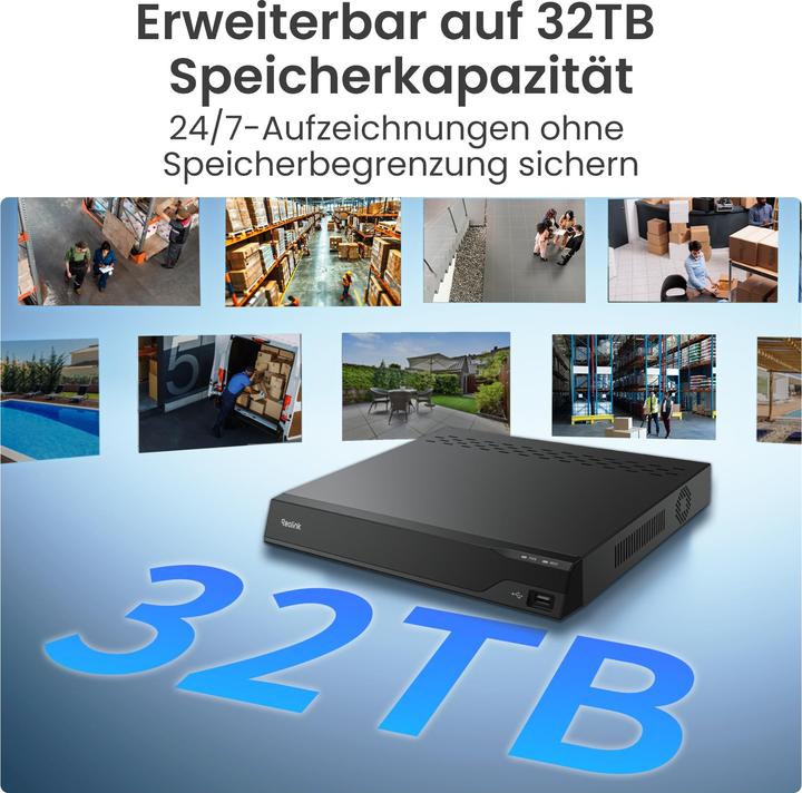 Immagine prodotto Reolink PR-PN16 PoE 32TB NVR für 24/7 Aufzeichnung (Videoregistratore di rete (NVR))
