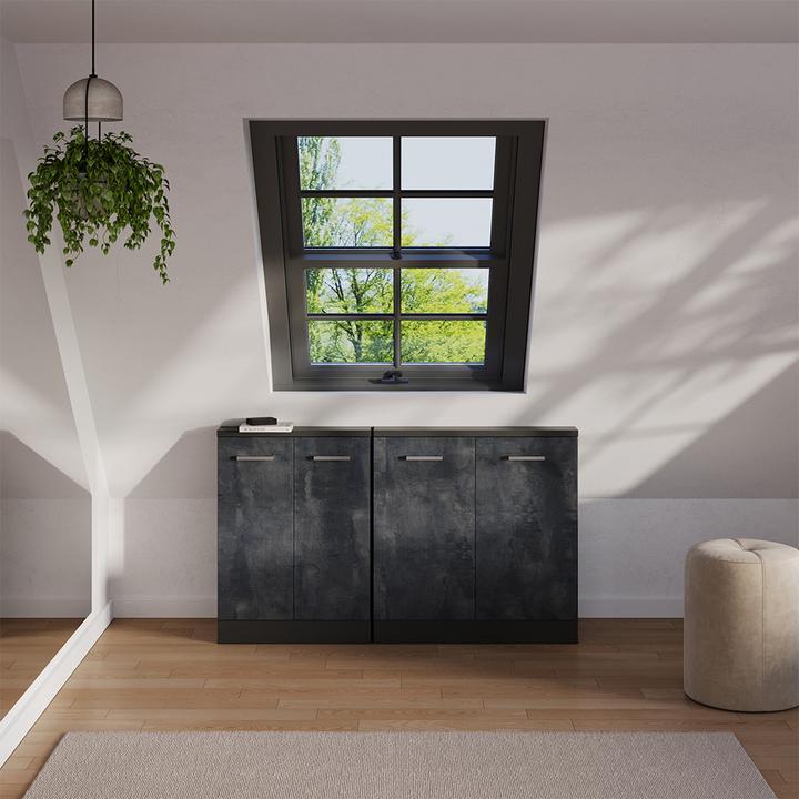 Produktbild Vichy Dachschrägenschrank Rion, Schwarz Beton/Anthrazit/Anthrazit, mit 2 Türen (46 x 46 x 81.60 cm)
