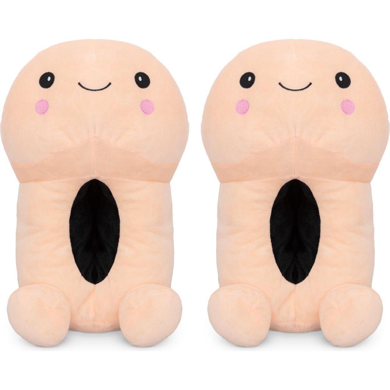 Thumbnail - Easytoys, Herren, Hausschuhe, Penisförmige Hausschuhe mit SmileyGesicht Beige, Beige, (M)