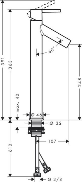 Actual product image Axor Starck Single lever washbasin mixer 250 for washbasins with lever handle without draw