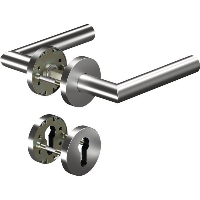 Ogro, Türgriff + Fenstergriff, Feuerschutzgarnitur 8906/6501/6612 Edelstahl ER D/D für Türstärke 38 - 63 mm PZ rund DIN ...