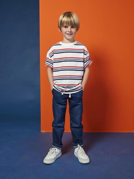 Actual product image Vertbaudet Gestreiftes Jungen T-Shirt HAPPY LA mit Recycling-Baumwolle (152)