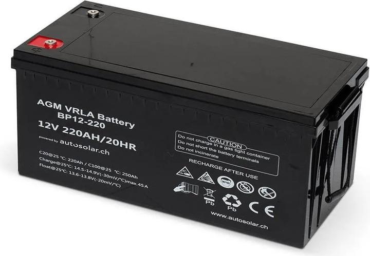 Actual product image Autosolar 220 Ah AGM battery (12 V, 280 Ah)