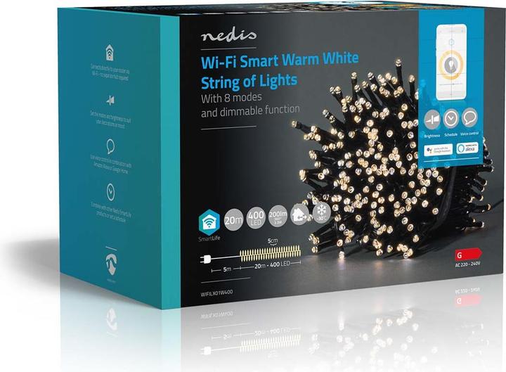 Actual product image Nedis SmartLife Decorative LED | Wi-Fi | Warm White | 400 LED's | 20 m | Android™ / IOS (20 m)