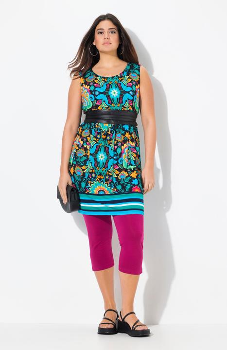 Produktbild Ulla Popken Jersey-Minikleid, Blüten, A-Linie, Rundhals, ärmellos (50, 52)