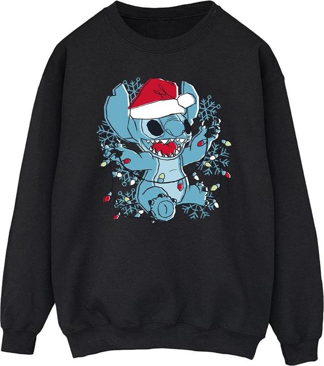 Actual product image Disney Mens Lilo And Stitch Christmas Lights Sketch Sweatshirt (S)