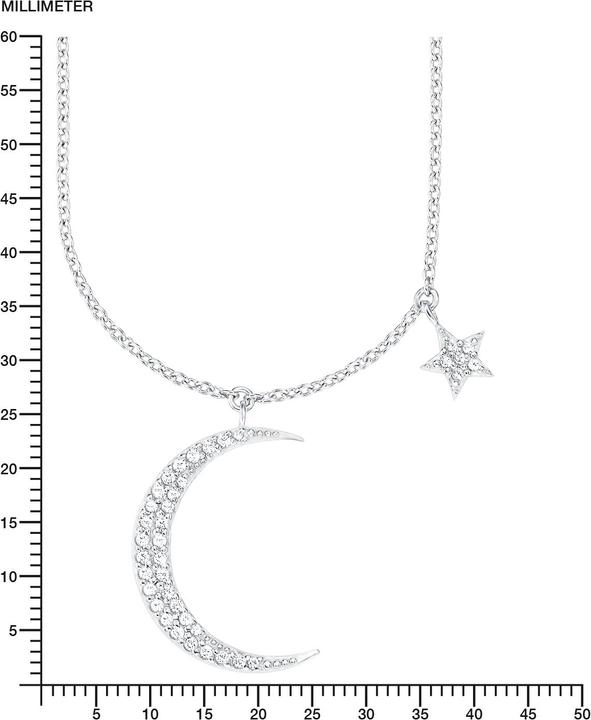 Image du produit Amor Lune & étoile (Argent, Zircone, 45 cm)