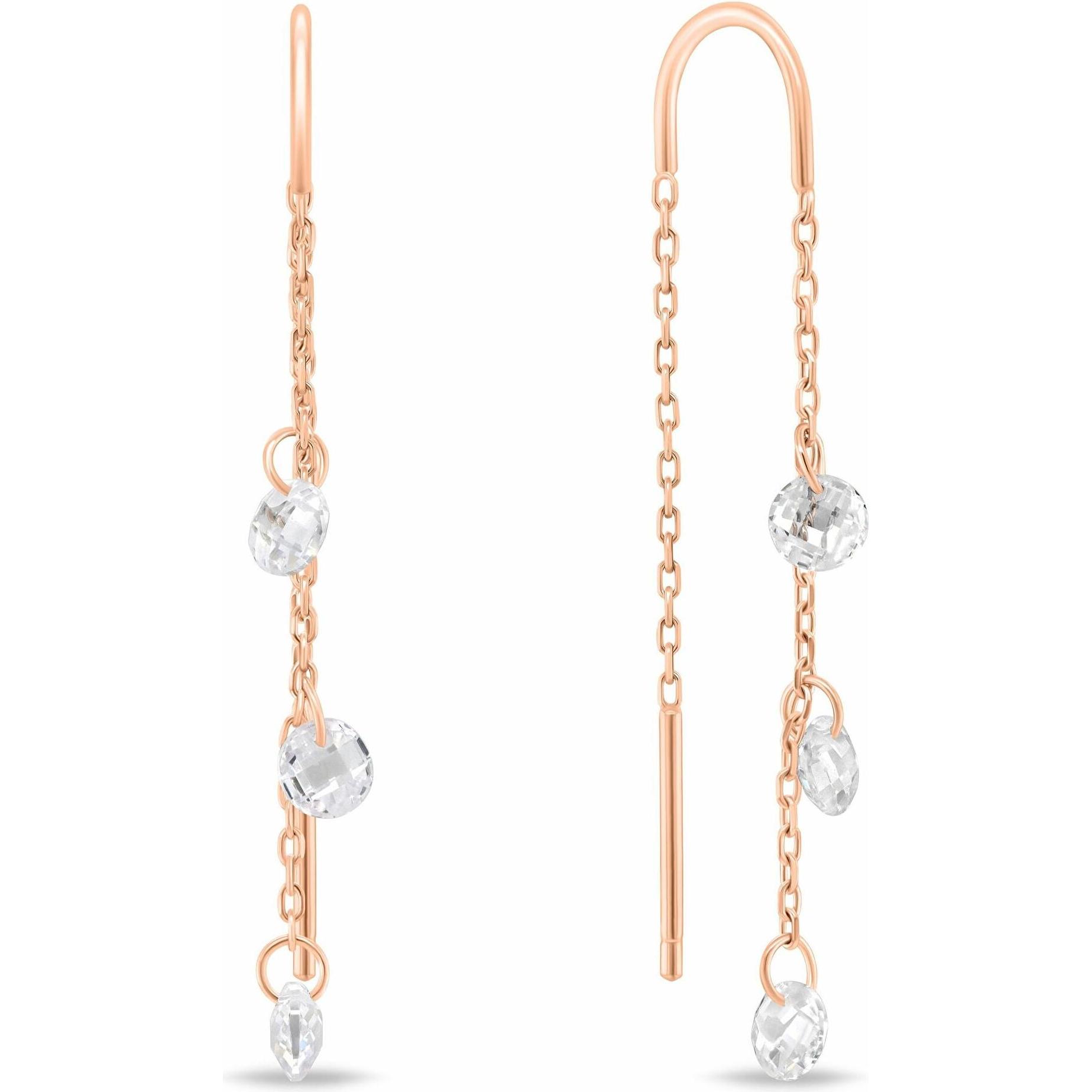 Brilio, Orecchini, Silver - Bronze chain earrings with zircons EA895R, (Argento, Bronzo)