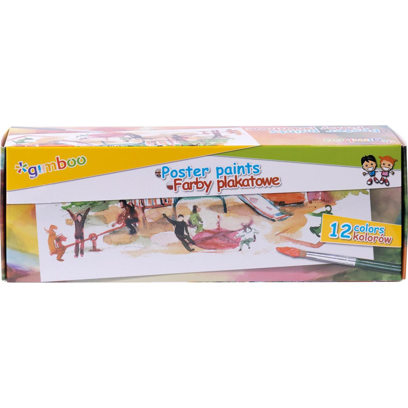 Gimboo Plakatfarben, 12x20ml, Farbmischung, Gimbal, Mehrfarbig