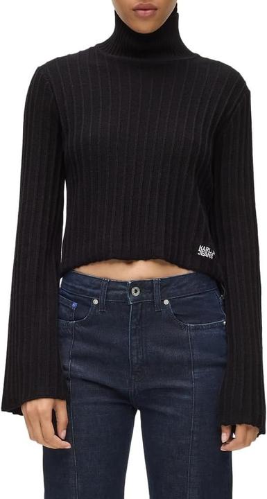 Image du produit Karl Lagerfeld Pull plissé col cheminée avec logo textuel (M)