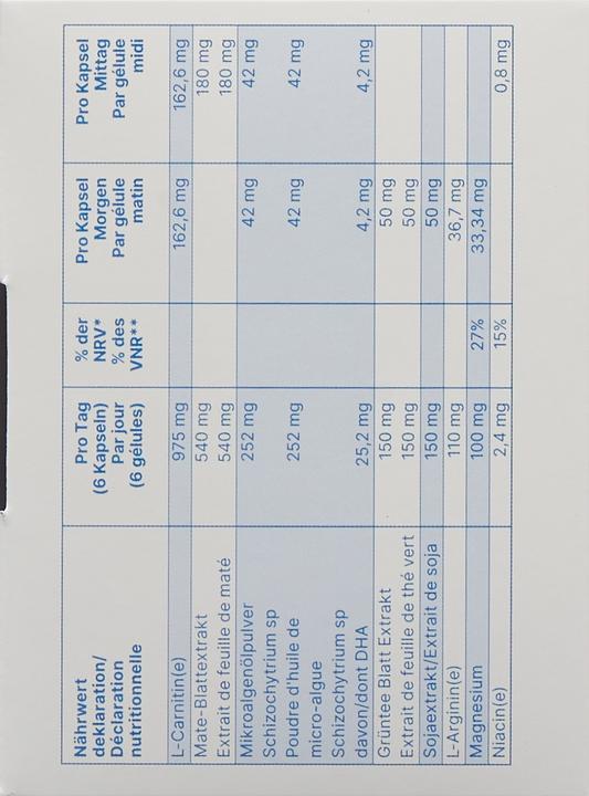 Nutritional values and ingredients Epigenosan LCarnitine Mate (180 Piece, Pills, 114.20 g)