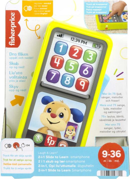 Actual product image Fisher-Price FP 2-in-1 Slide to Learn Smartphone Nordics (Norwegian, Finnish)