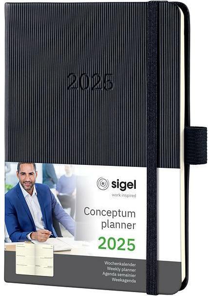 Actual product image Sigel Weekly calendar 2025 C2513 1W/2S black 15.1x10.8cm (German)