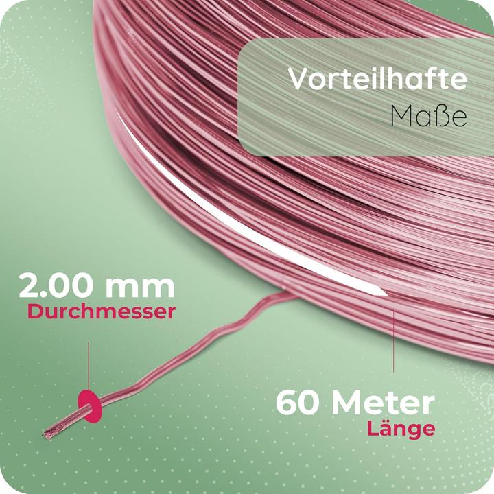 Image du produit Novaliv 60 Meter Aluminiumdraht 2mm Rosa, Basteldraht ideal als Biegedraht zum basteln, Vielseitig f (60 m)