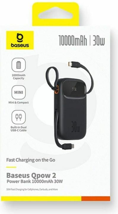 Produktbild Baseus Powerbank QPow 2 10000mAh 30W 2xUSB-C (black) (10000 mAh, 30 W, 37 Wh)