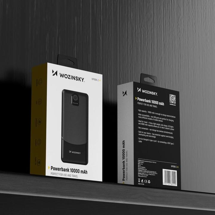 Produktbild Wozinsky Powerbank Wpower 10.000 mAh - Schwarz (10000 mAh, 10 W, 37 Wh)