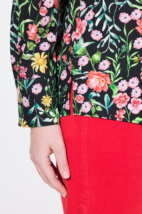 Produktbild Ulla Popken Bluse, Blüten, Kelchkragen, V-Ausschnitt, Langarm (50, 52)