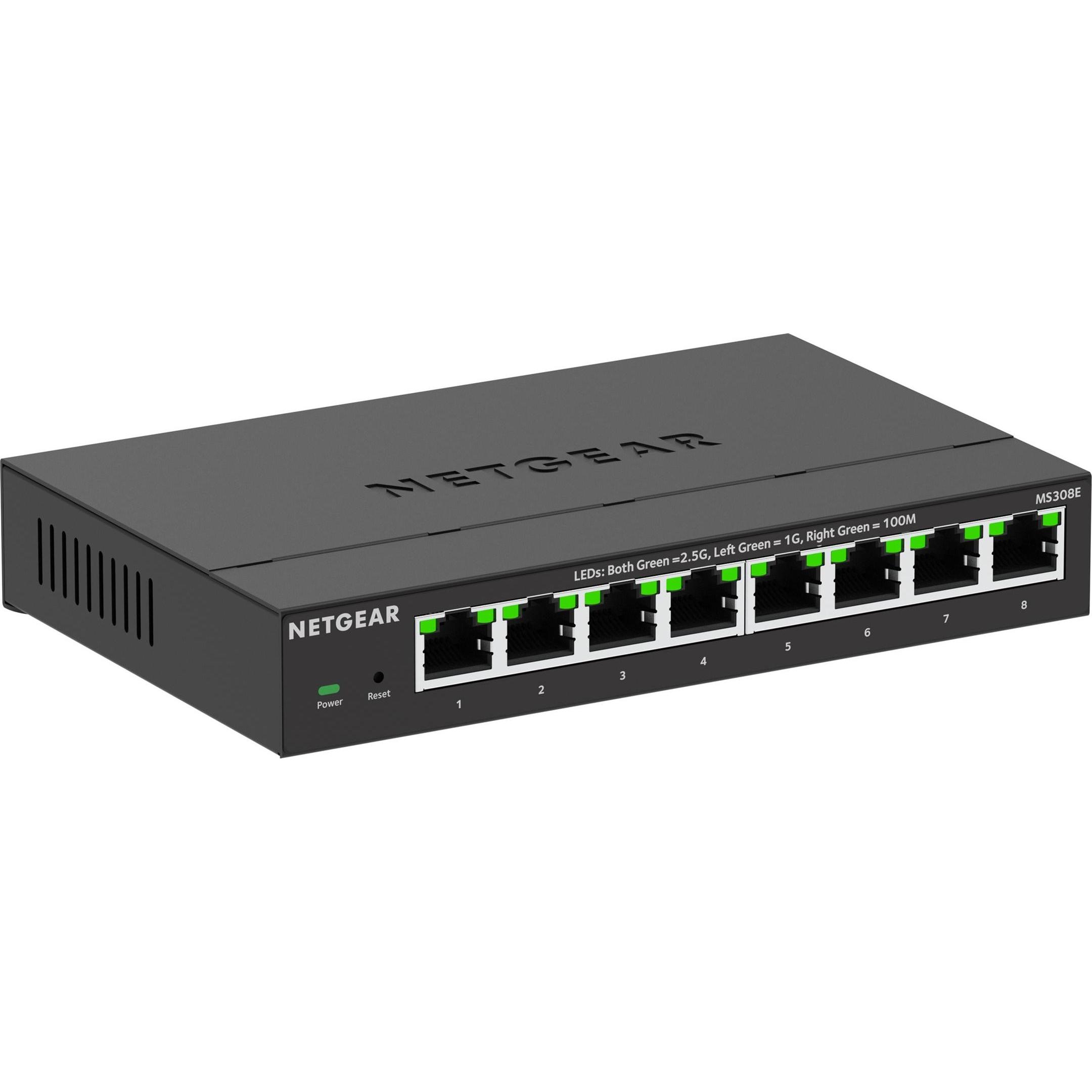 Netgear Switch 8x GE MS308E-100EUS Unmanaged Plus (8 Ports), Netzwerk Switch, Schwarz