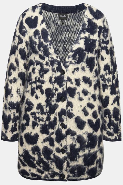 Produktbild Ulla Popken Strickjacke, Leomuster, V-Ausschnitt, Wollanteil (54)