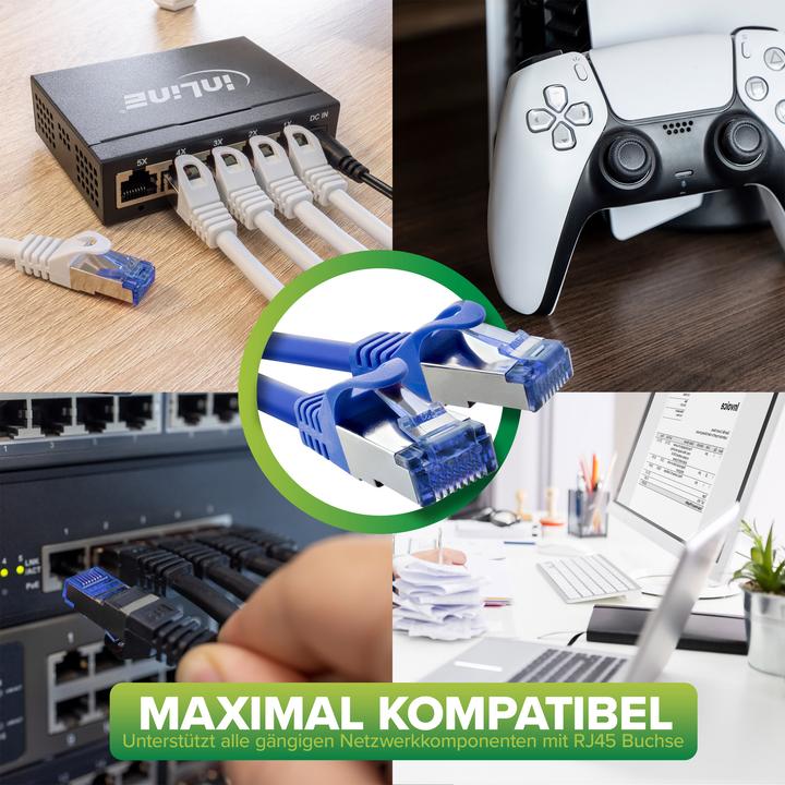 Produktbild InLine Netzwerkkabel (PiMF, S/FTP, CAT6a, 1 m)