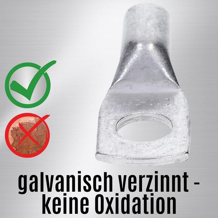 Produktbild Kalitec 10 Stück HR25-10 Handelsübliche Rohrkabelschuhe 25mm² M10 I ohne Sichtloch I Made in Germany
