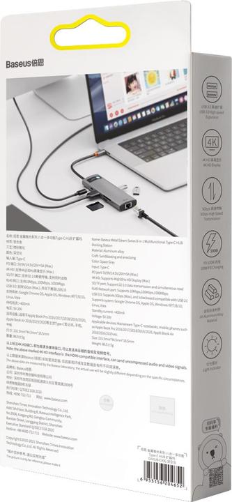 Actual product image Baseus Metal Gelam Series (USB-C, 8 Ports)