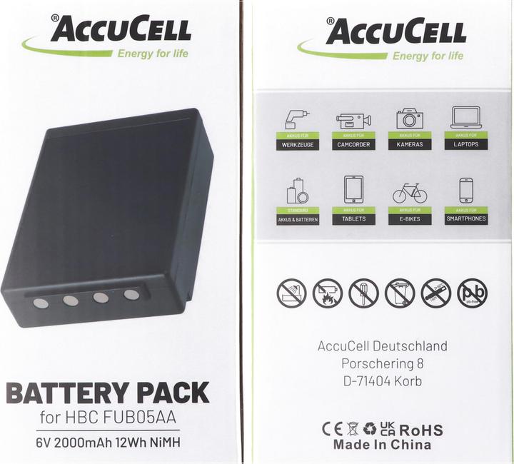 Produktbild AccuCell Akku FUB05AA Akku BA205030, FBFUB05N, BA205030, BA225000 (6 V, 2000 mAh)