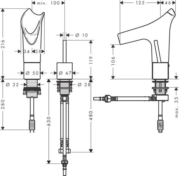 Actual product image Axor Starck V 2-hole basin mixer 110 with waste set
