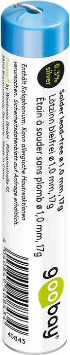 Image du produit Goobay Étain de soudure professionnel sans plomb, ø 1,0 mm, 17 g (Souder)