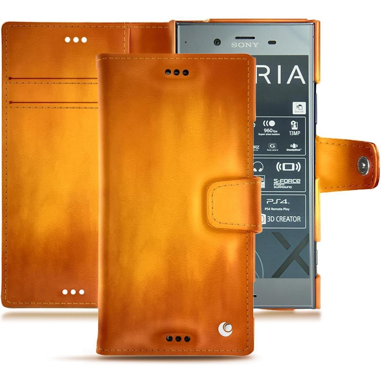 Thumbnail - Noreve Lederschutzhülle Wallet (Sony Xperia XZ1), Smartphone Hülle, Orange