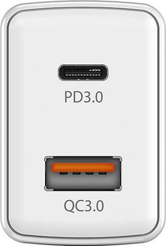 Actual product image Genius PD-20AC white / Charging adapter / 20W / 1x USB-C / 1x USB-A / USB-C PD 3.0 / USB-A QC 3.0 (20 W)