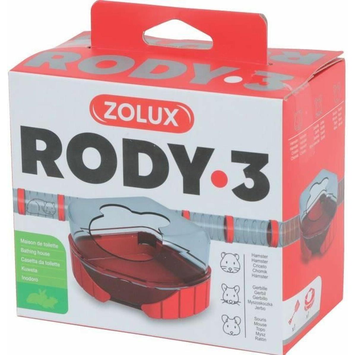 Maison de toilette pour petits rongeurs. Rody3 . couleur rouge. taille 14.3 cm x 10.5 cm x 7 cm . pour rongeur.