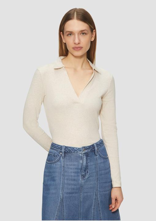 Immagine prodotto S.Oliver T-Shirt Geripptes Langarmshirt mit Polokragen (42)