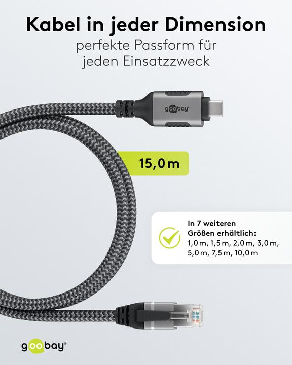 Produktbild Goobay Ethernet-Kabel USB-C auf RJ45, 15 m (USB-C 3.1 Gen 1, RJ45 (1x))