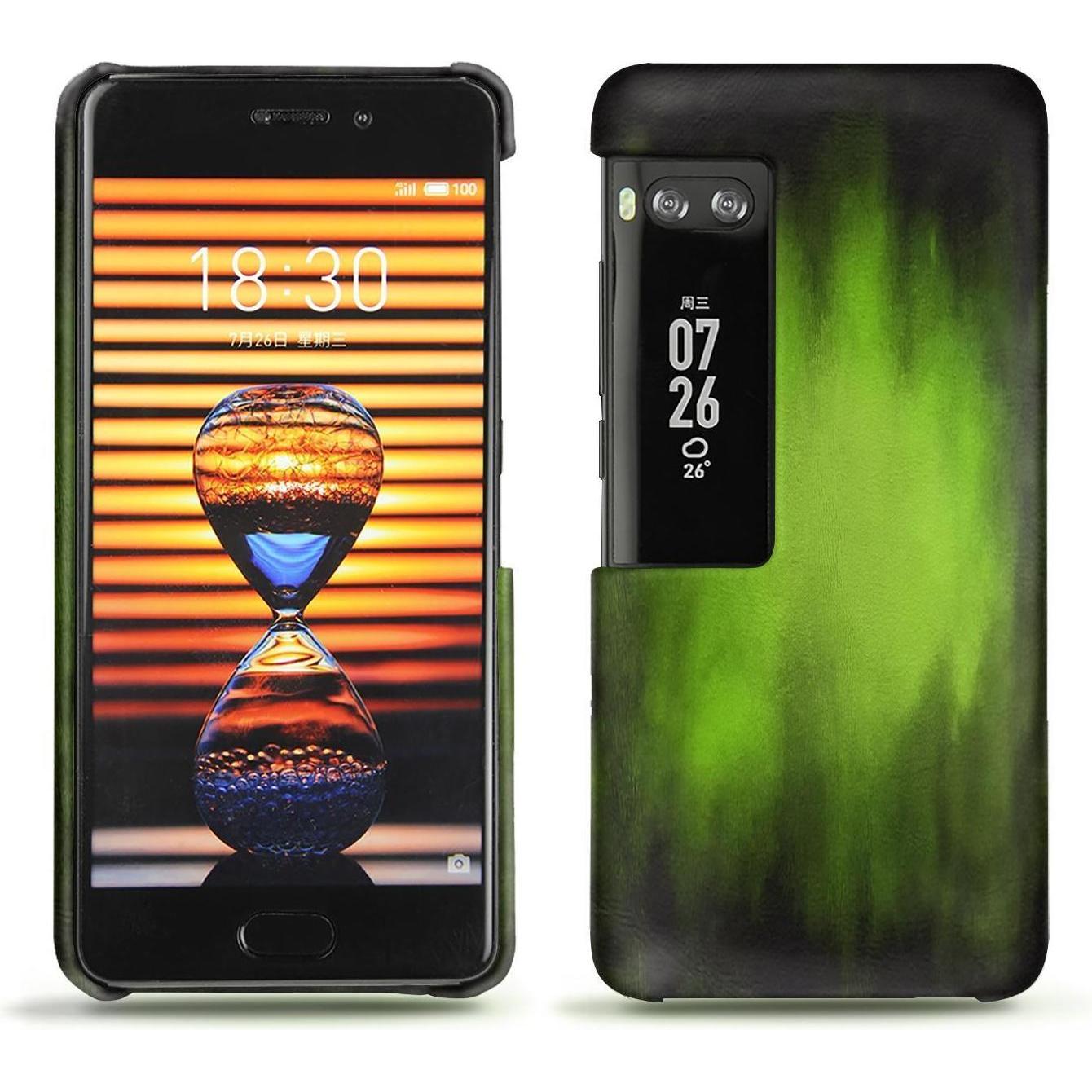 Noreve Lederschutzhülle (Meizu Pro 7 Plus), Smartphone Hülle, Grün