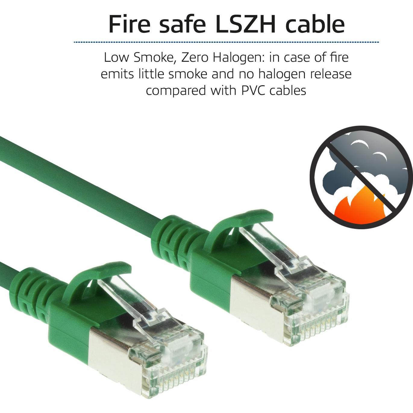 ACT Verde 1,5 metri LSZH U/FTP CAT6A datacenter slimline cavo patch snagless con connettori RJ45 (U/FTP, CAT6a, 1.50 m), Cavo di rete