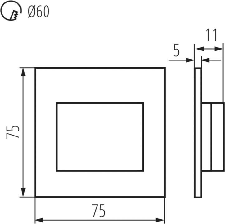 Actual product image Kanlux Laiptų rėmas Kanliux LED 12V 1,5W ERINUS LED L B-NW 4000K 30 lm juodasis 33337 (30 lm)