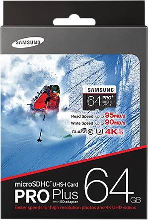 Image du produit Samsung Pro Plus microSDXC (64 Go, microSDXC, U3, UHS-I)