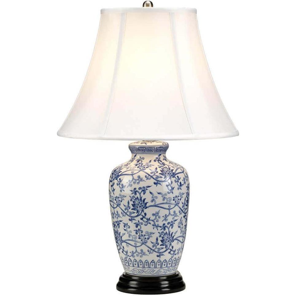 Elstead Lighting, Tischlampe, Blue Ginger Jar Tischleuchte E27 Blau Weiss, Made in UK (E27)