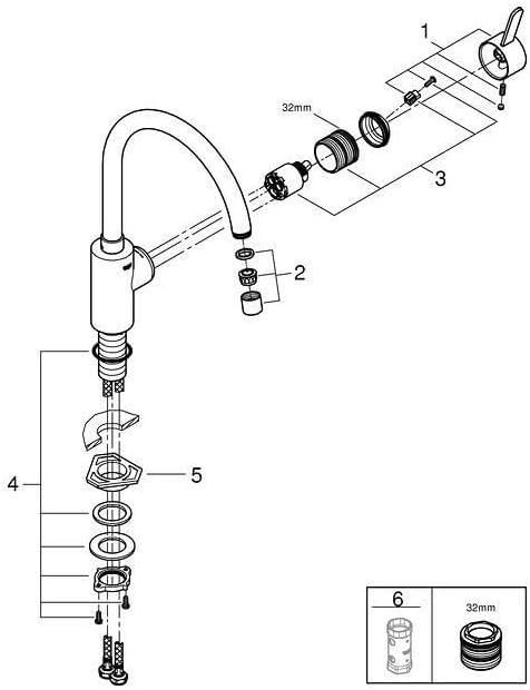 Produktbild Grohe Kchenarmatur mit Einhebelmischer Eurosmart Cosmopolitan supersteel matt 32843