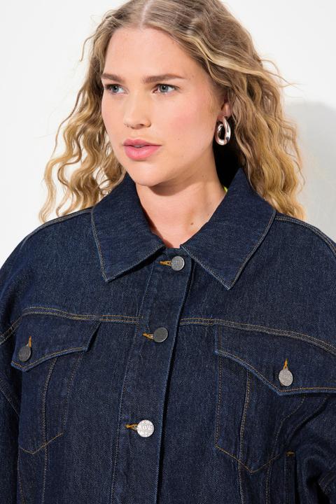 Immagine prodotto Ulla Popken Giacca di jeans in denim elasticizzato, maniche con risvolto e collo da camicia (58)