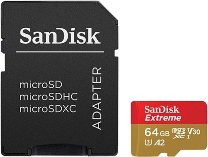 SanDisk Extrême (64 Go, microSDXC, microSD, microSDHC, U3, UHS-I)