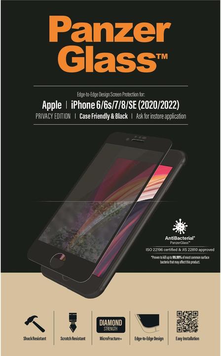 Image du produit PanzerGlass Respect de la vie privée (1 pcs, Apple iPhone 6, Apple iPhone 6s, Apple iPhone 7, Apple iPhone 8, Apple iPhone SE (2ème génération), Apple iPhone SE (3ème génération))