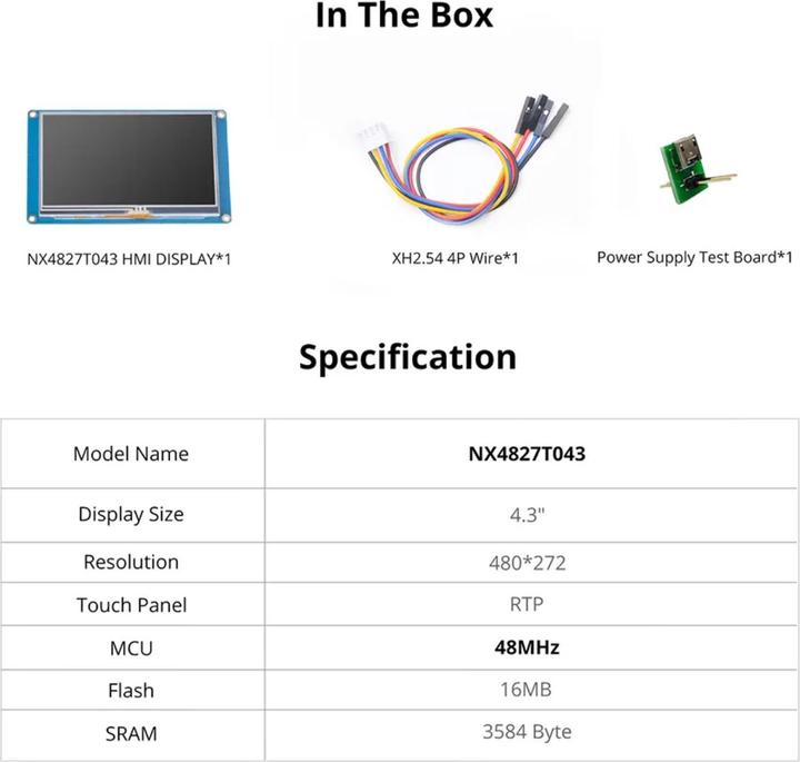 Actual product image Sonoff Nextion 4.3 inch 480 x 272 TFT Touch Display