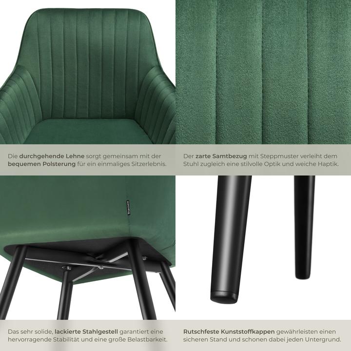 Actual product image tectake Chair Marilyn, Velvet look, quilted