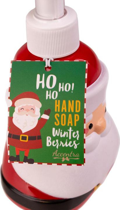 Produktbild Accentra Seifenspender mit Flüssigseife SANTA in Weihnachtsmann Design, Duft: Winter Berries (Flüssigseife, 350 ml)