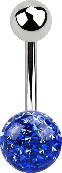 Produktbild Star Piercing Banane silber mit Kugel und Kristall Kugel dunkelblau Epoxy Schutzschicht (Chirurgenstahl 316L, ohne Messing)